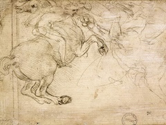 A Horseman in Combat with a Griffin by Leonardo da Vinci