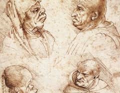 Five Caricature Heads by Leonardo da Vinci