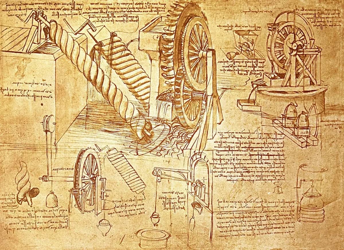 Drawings of Water Lifting Devices - by Leonardo da Vinci