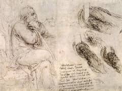 A Seated Man and Studie on the Movement of Water by Leonardo da Vinci