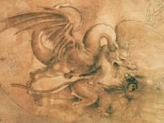Dragon Striking Down Lion by Leonardo da Vinci