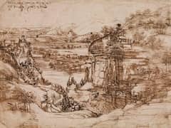 Landscape Drawing for Santa Maria Della Neve by Leonardo da Vinci