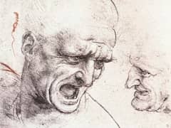 Studies for the Heads of two Soldiers in the Battle of Anghiari by Leonardo da Vinci