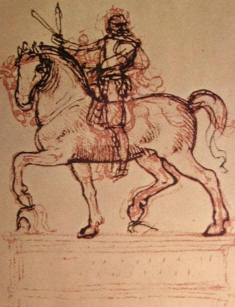 Drawing of an Equestrian Monument - by Leonardo da Vinci