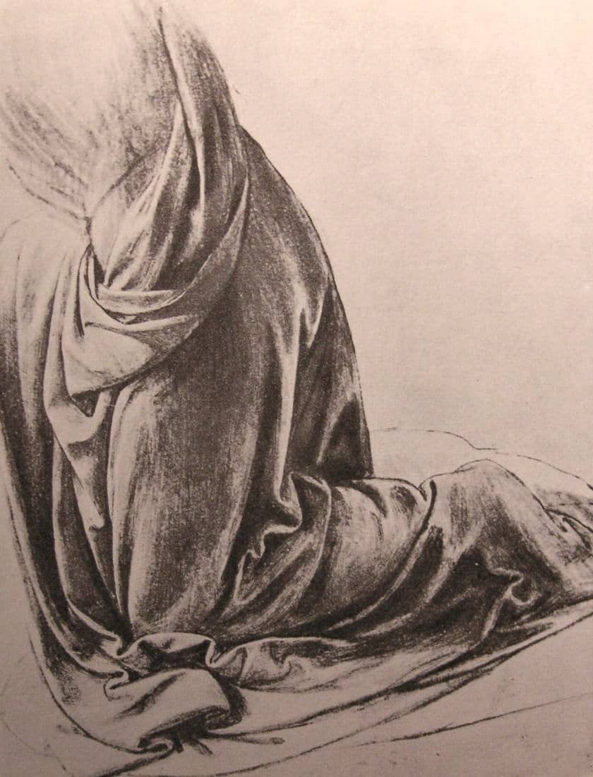 Drawing of Drapery - by Leonardo da Vinci