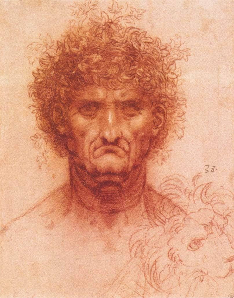 Old Man with Ivy Wreath and Lion's Head - by Leonardo da Vinci