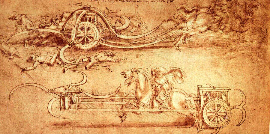 Designs for a Scythed Chariot - by Leonardo Da Vinci