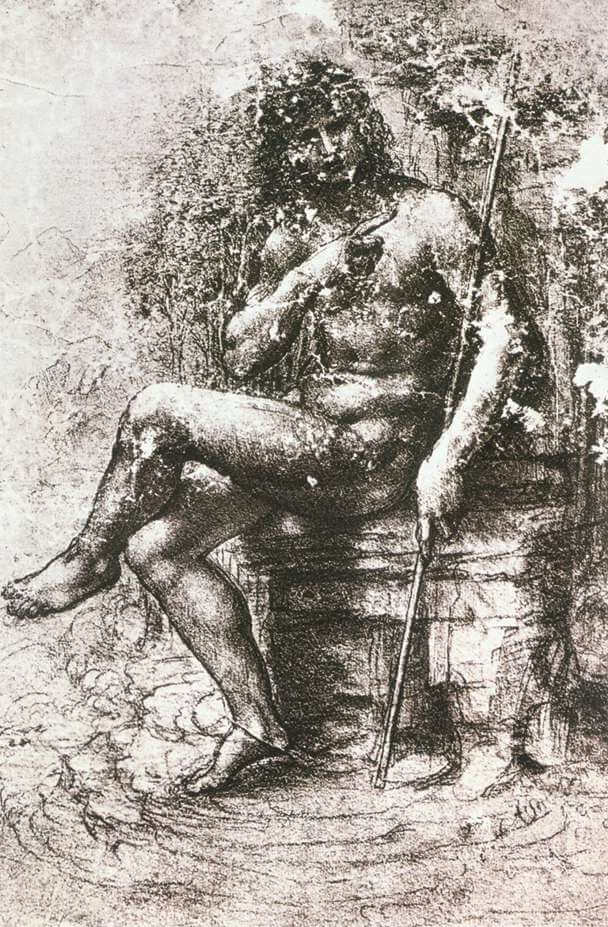 Study for St John in the Wilderness - by Leonardo da Vinci