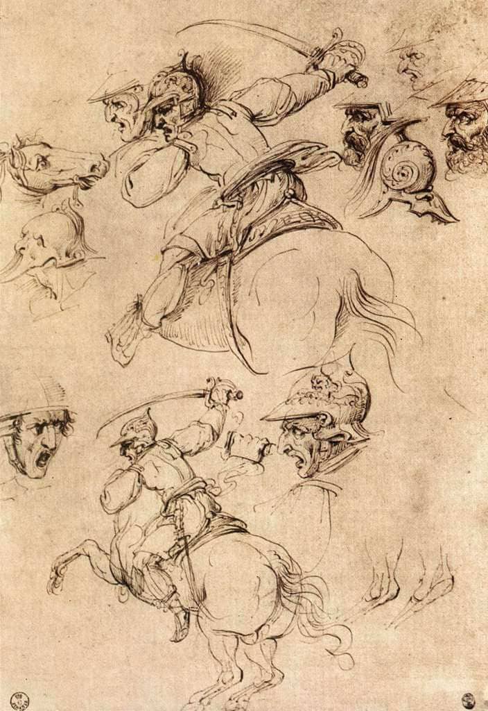 Study of Battles on Horseback - by Leonardo da Vinci
