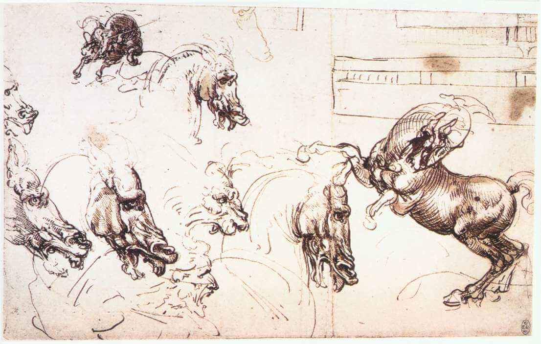 Study of Horses for the Battle of Anghiari - by Leonardo da Vinci