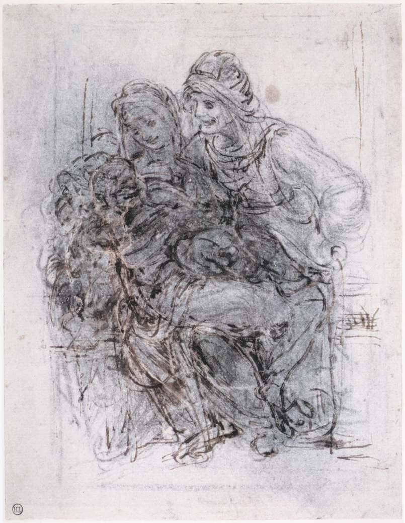 Study of St Anne Mary and the Christ Child - by Leonardo da Vinci