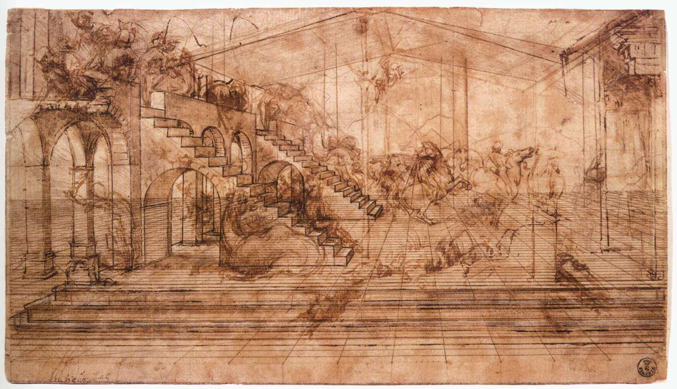 Perspectival study of the Adoration of the Magi - by Leonardo Da Vinci