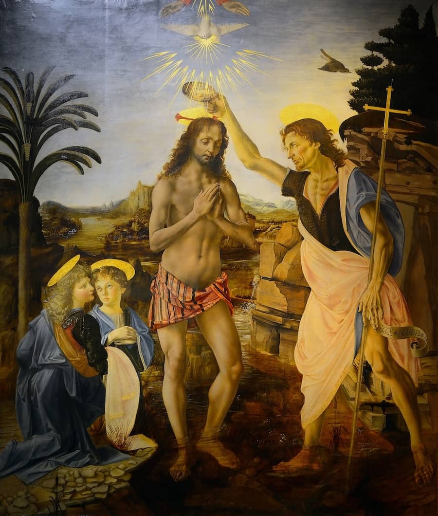 The Baptism of Christ - by Leonardo da Vinci
